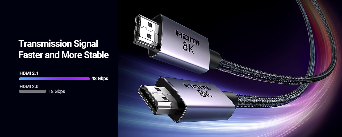 UGREEN 8K HDMI 2.1 Cable 48Gbps 6.6ft High Speed — assembled view