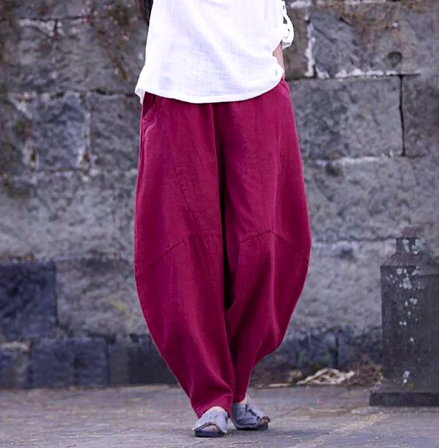 Aristarchus Cotton Linen Women's Cargo Pants Loose Fit — side view