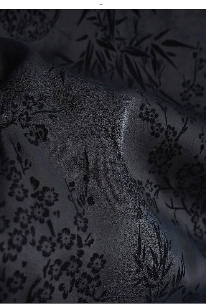 Retro Cheongsam Short Sleeve Top Black Jacquard Women's — size comparison