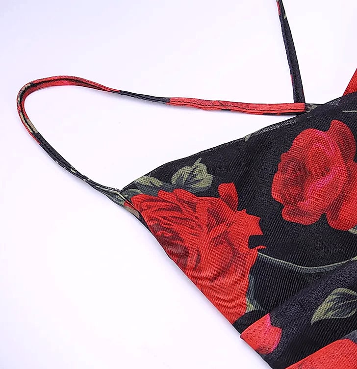 MsChuh Floral Spaghetti Strap Bodycon Maxi Dress — interior detail
