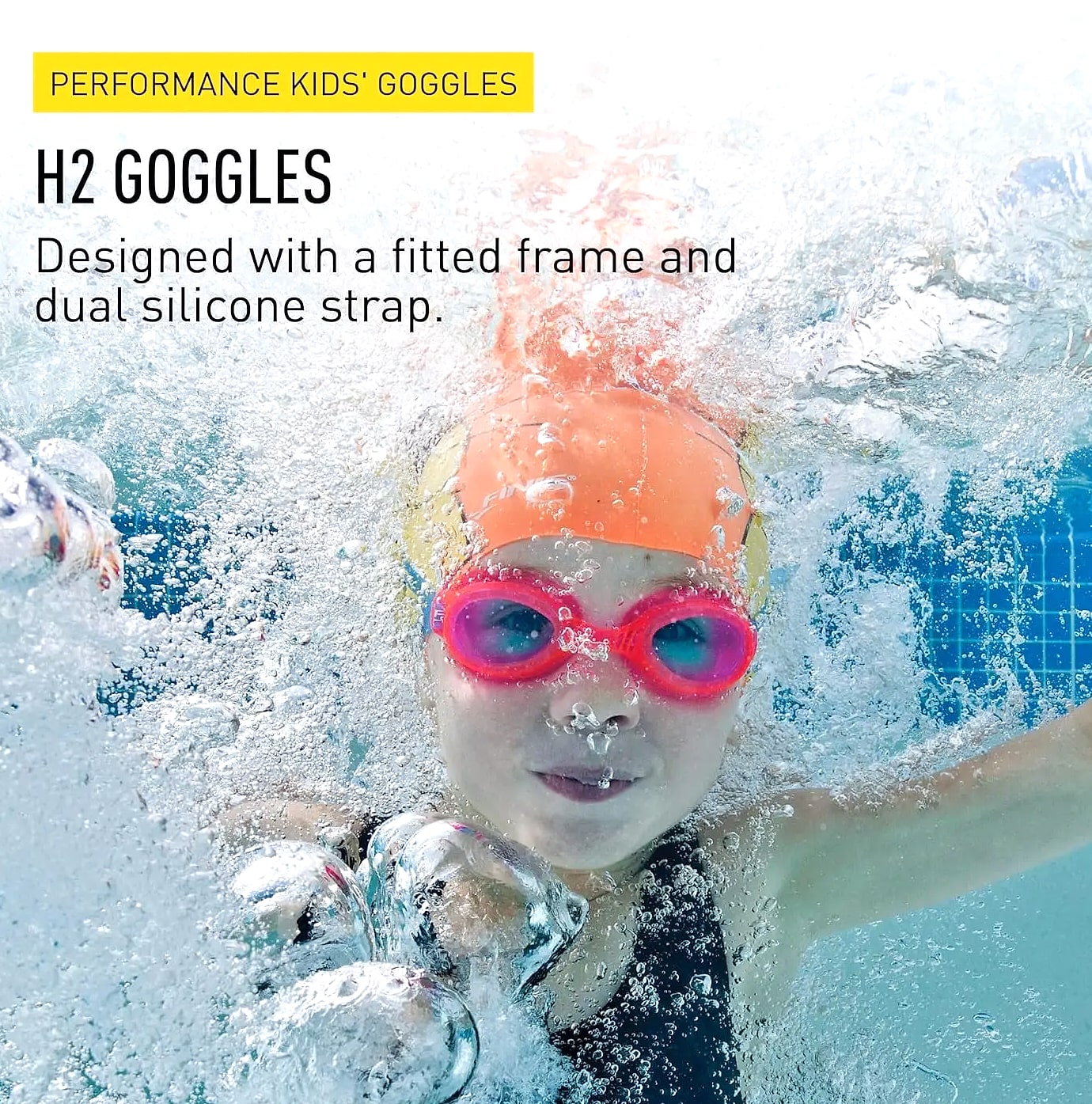 Kids Swim Goggles Ages 3-6, UV Protection & Anti-Fog — assembled view