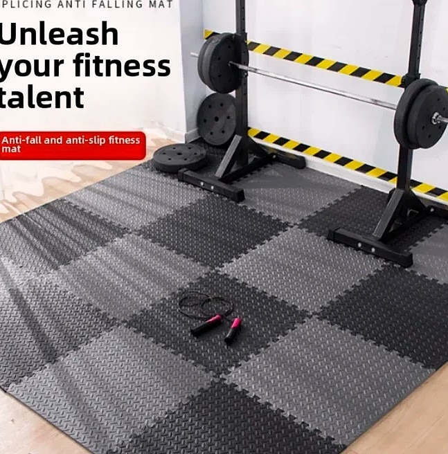 Foam Fitness Mat Tiles 8/16 Piece Non-Slip Floor Protection — package contents
