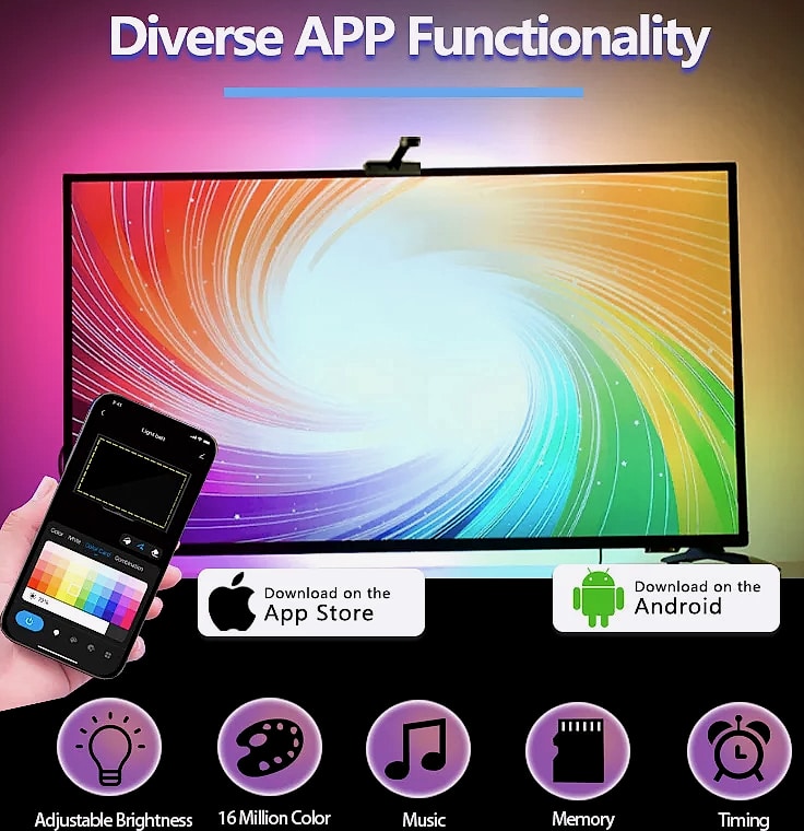 KcoiiFun RGBIC LED TV Backlight Strip with App Control — package contents