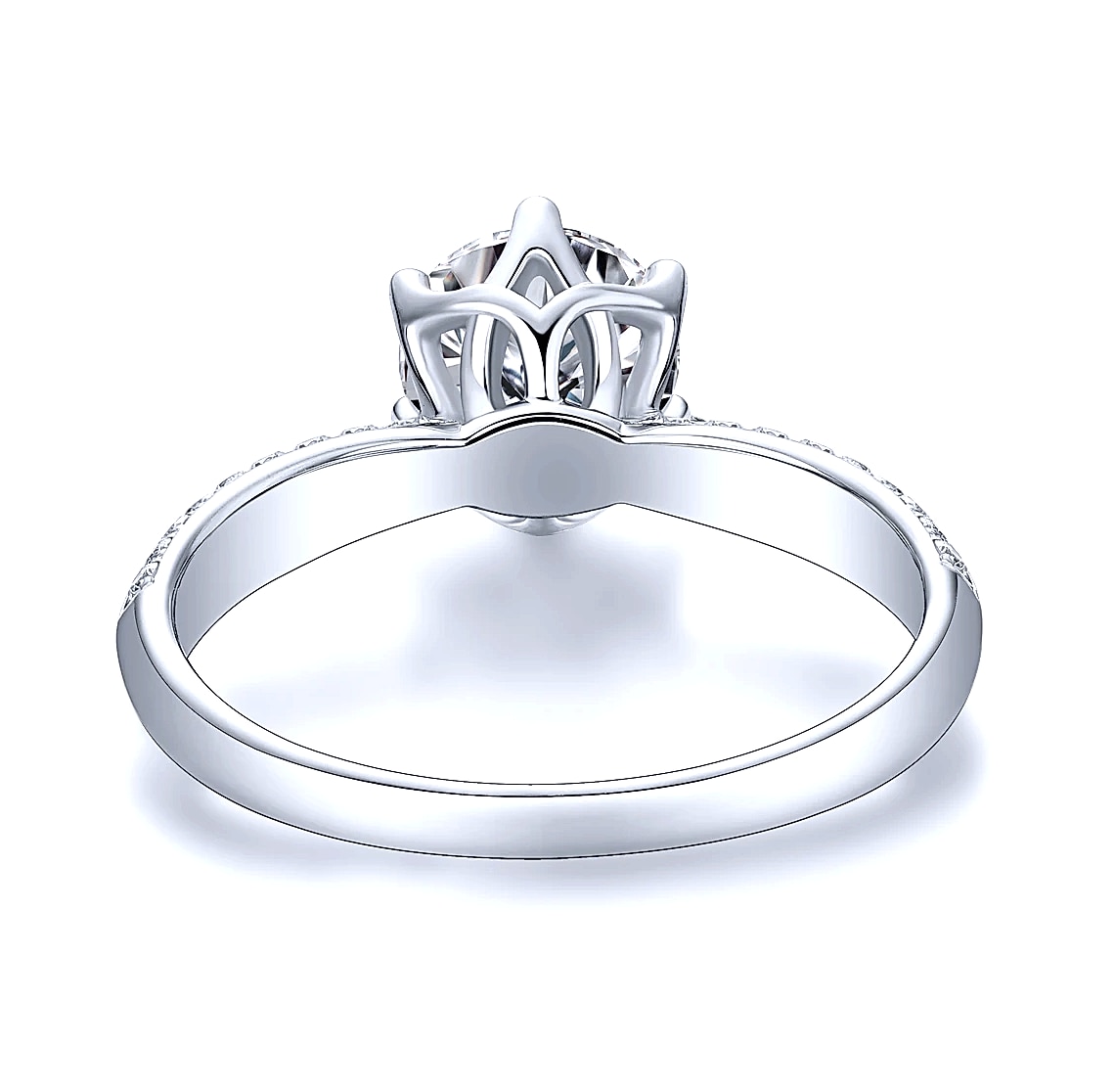 Moissanite Solitaire Ring 925 Sterling Silver 18K Gold — scale reference