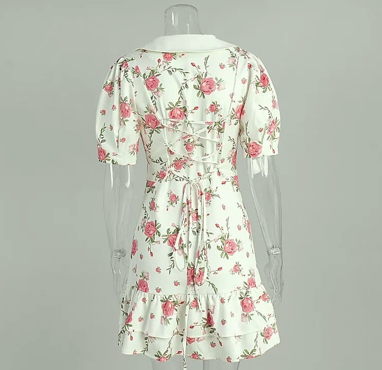 btuce Floral Printed A-line Dress with Puff Sleeves — side view