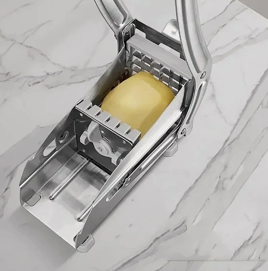 Stainless Steel Manual Vegetable Slicer with Square Blade — close-up details