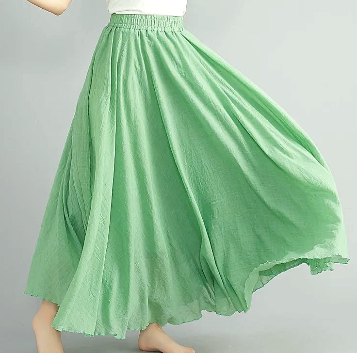 28-Color Mori Girl Cotton Linen A-line Long Skirt — build progress