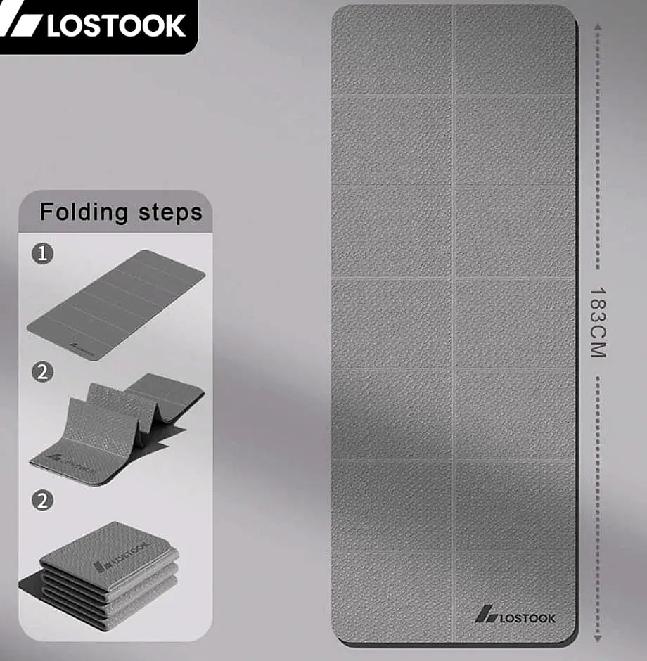Lostook 4mm TPE Foldable Yoga Mat 183x61cm for Travel — side view