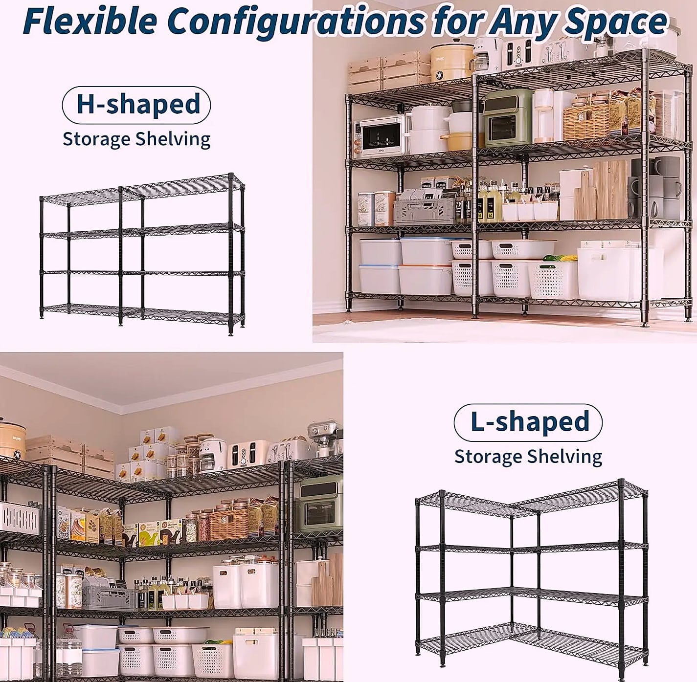TWISTER.CK Heavy Duty Metal Shelving Unit 4/5 Tier — parts overview
