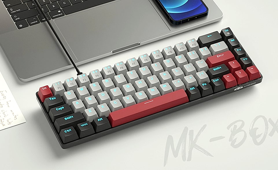 MageGee MK-Box 68-Key Mechanical Gaming Keyboard Compact — size comparison