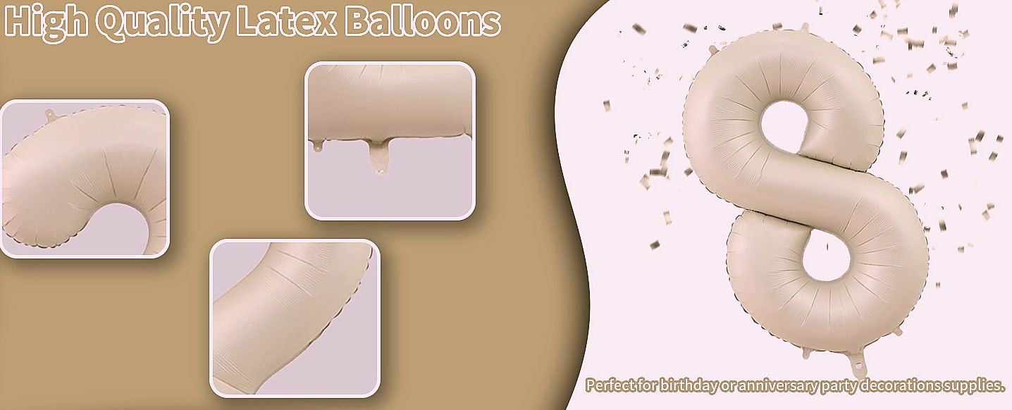 Lingqiang 40 Inch Number 1 Balloon Beige Foil Party — close-up details