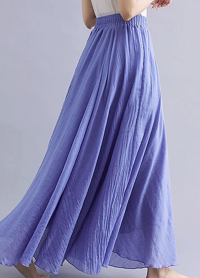 28-Color Mori Girl Cotton Linen A-line Long Skirt — interior detail