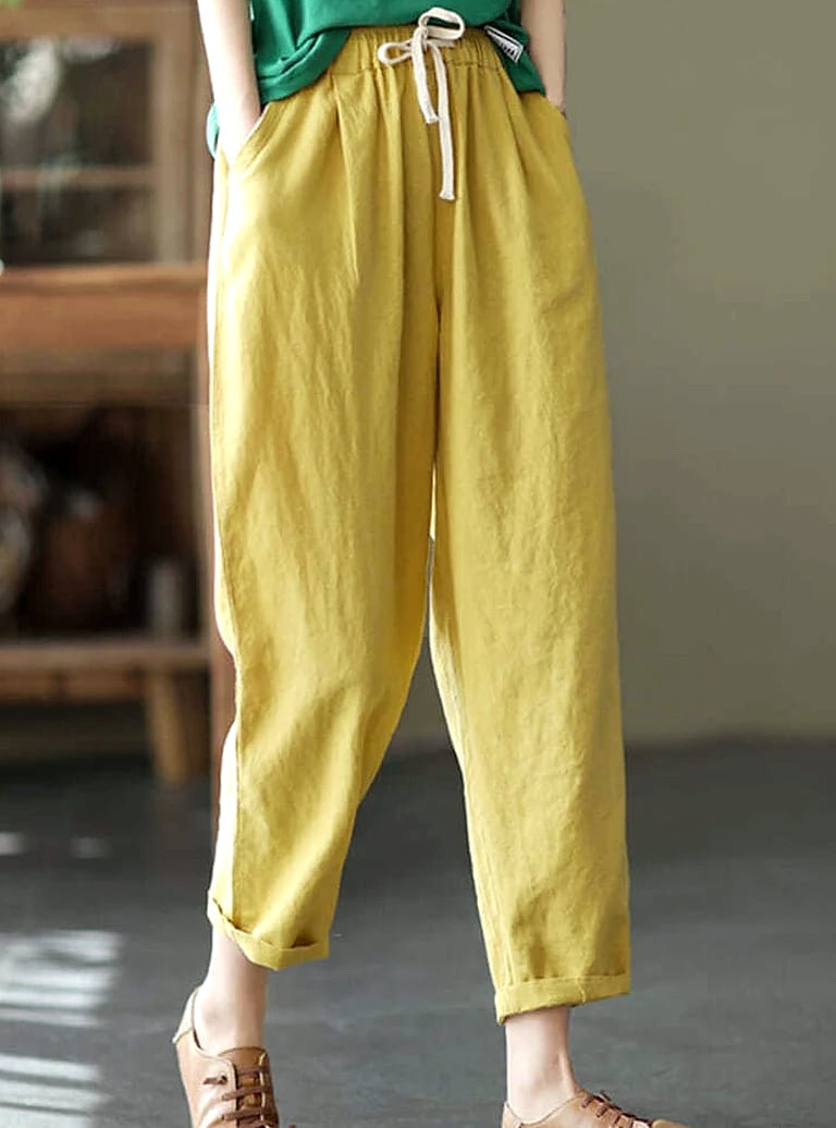 XPQBB Women's Cotton Linen Harem Pants High Waist — build progress