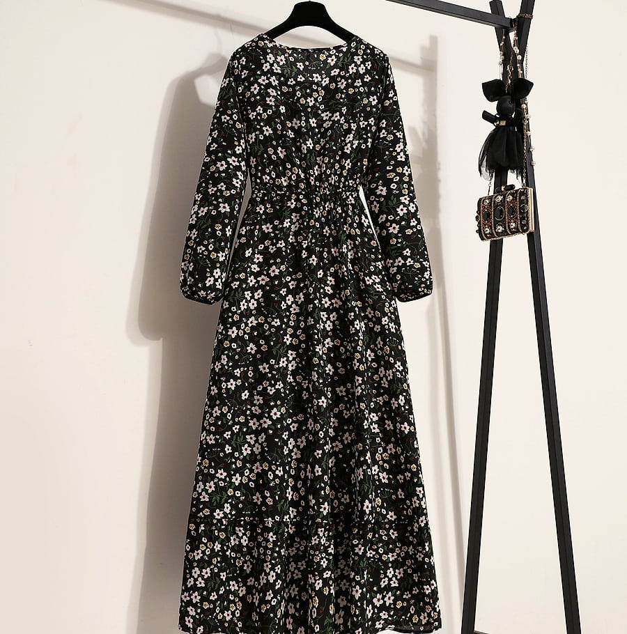 XIBUSANA Women's Floral Maxi Dress Full Sleeve Casual — parts overview