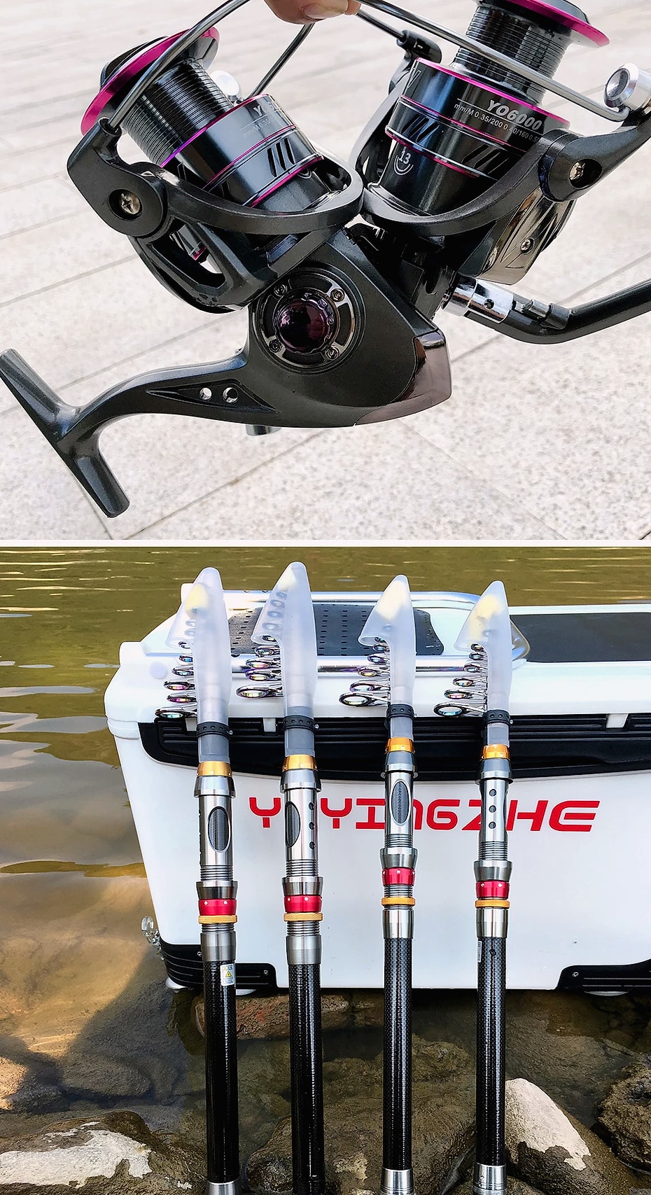 GHOTDA Telescopic Fishing Rod and Reel Combo 1.8-3.6m — close-up details