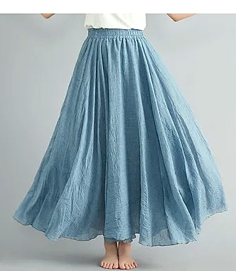 28-Color Mori Girl Cotton Linen A-line Long Skirt — scale reference