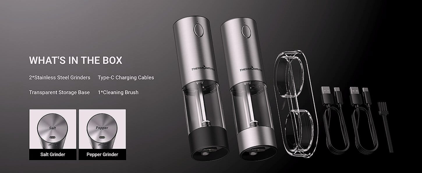 ThermoMaven 110ml Rechargeable Electric Salt Pepper Grinder — side view