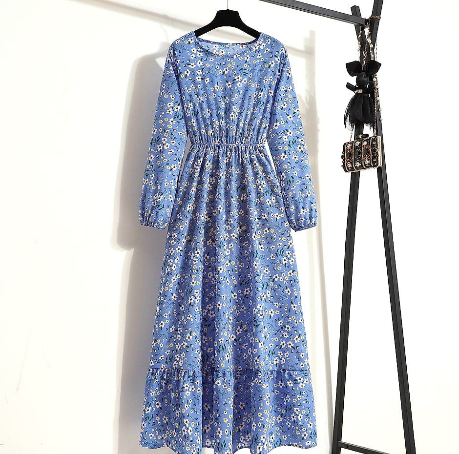 XIBUSANA Women's Floral Maxi Dress Full Sleeve Casual — scale reference
