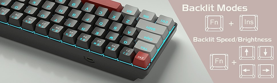 MageGee MK-Box 68-Key Mechanical Gaming Keyboard Compact — side view