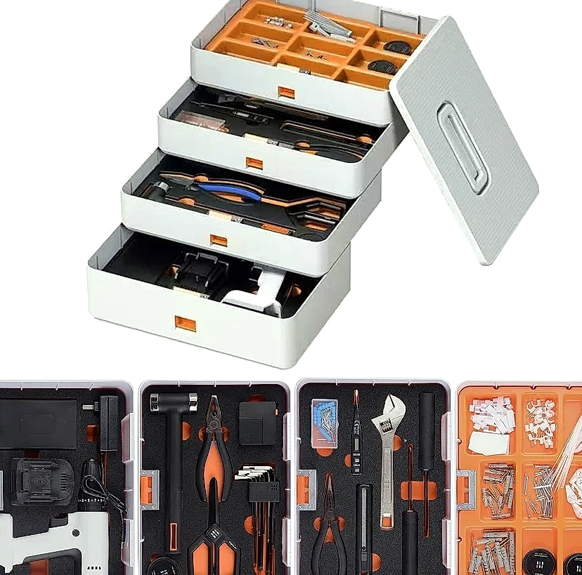 Kankeirr 589-Piece Tool Set with 24V Cordless Drill — assembled view