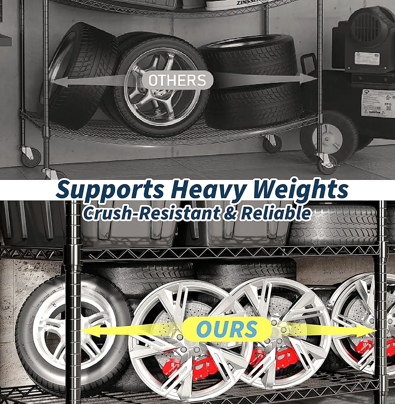 TWISTER.CK Heavy Duty Metal Shelving Unit 4/5 Tier — size comparison