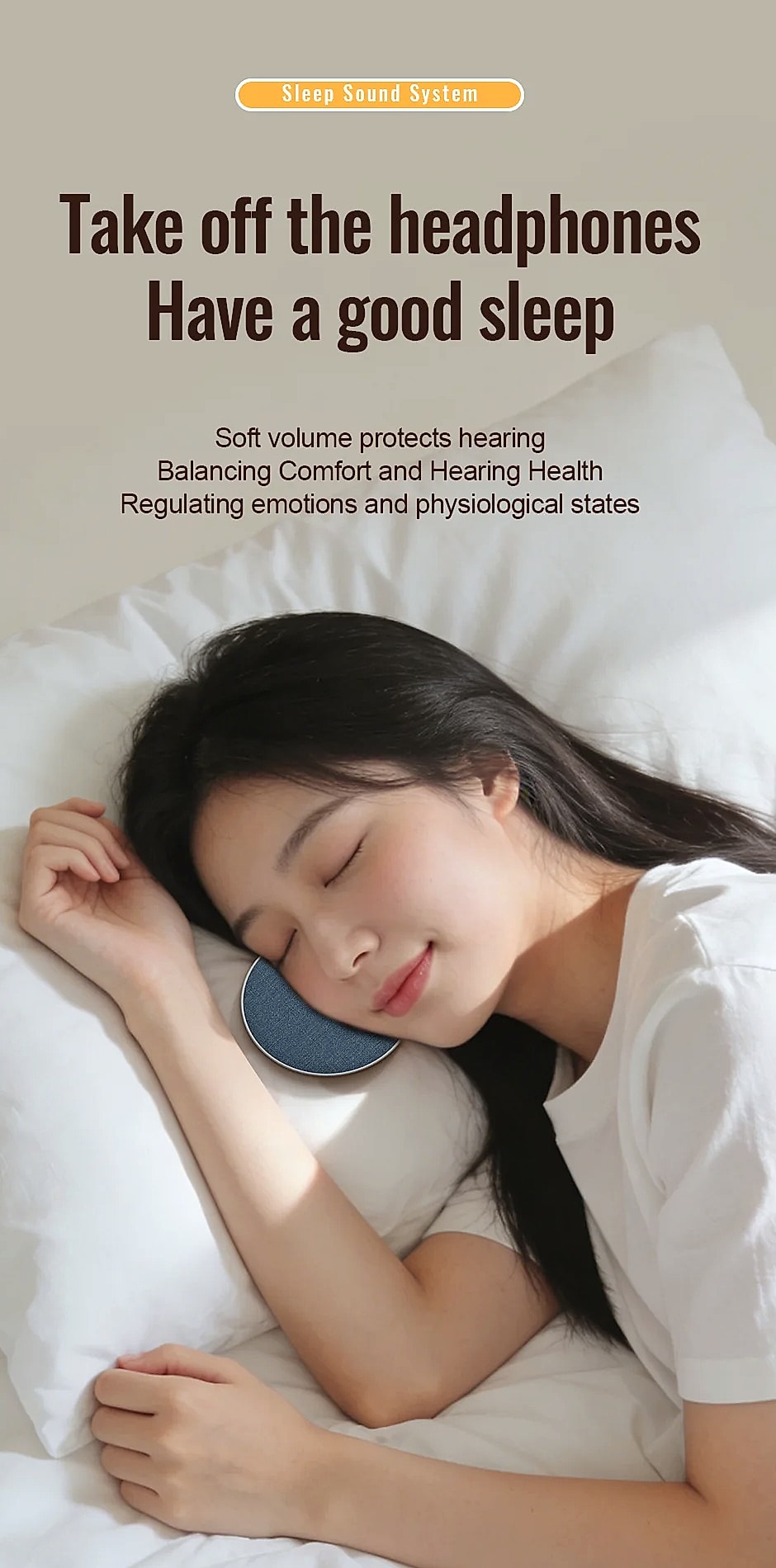 DIXSG Mini Under Pillow Sleep Speaker Bluetooth 5.4 — side view