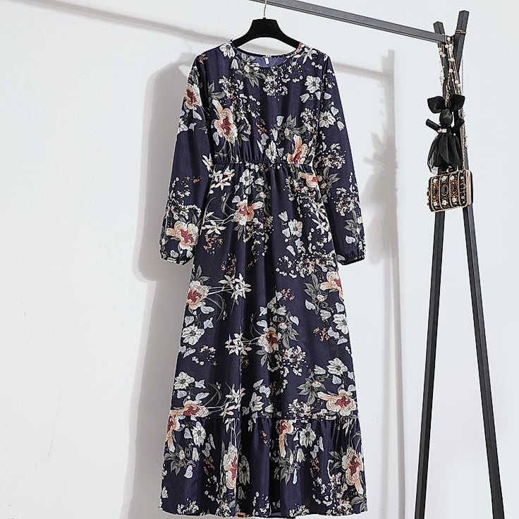 XIBUSANA Women's Floral Maxi Dress Full Sleeve Casual — build progress