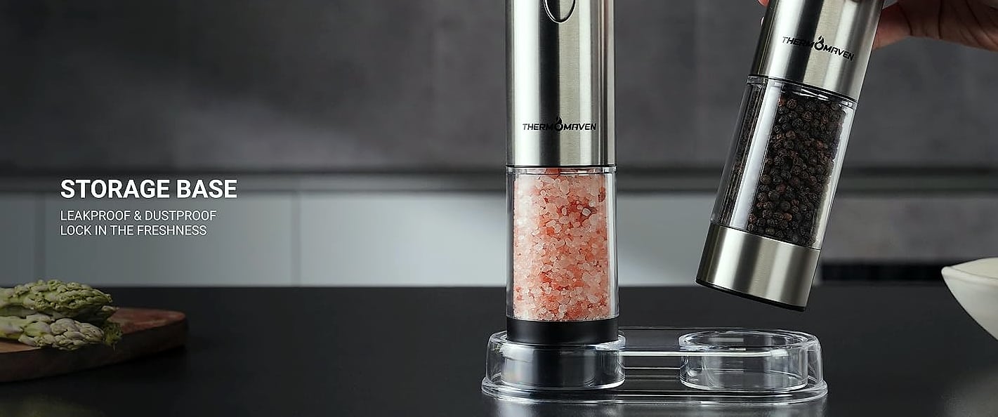 ThermoMaven 110ml Rechargeable Electric Salt Pepper Grinder — feature highlights