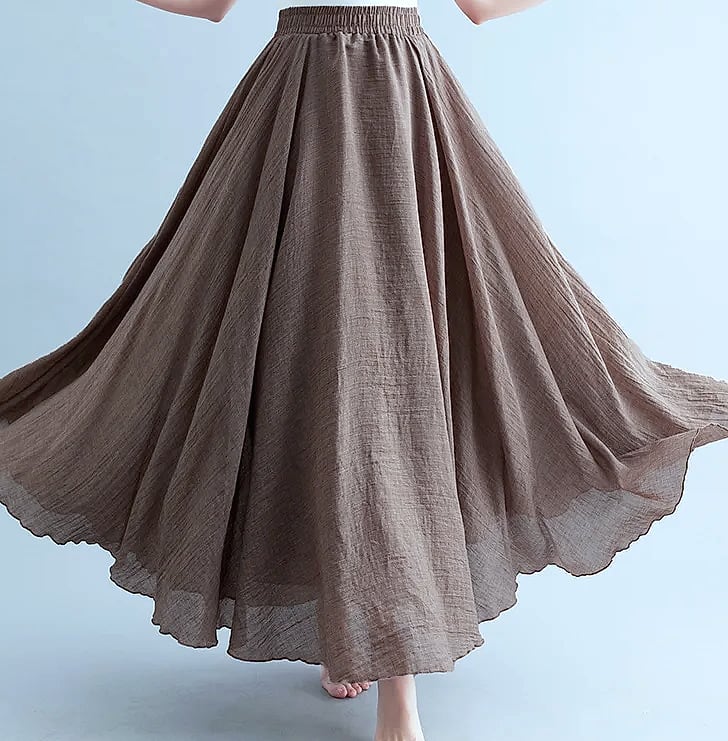 28-Color Mori Girl Cotton Linen A-line Long Skirt — close-up details