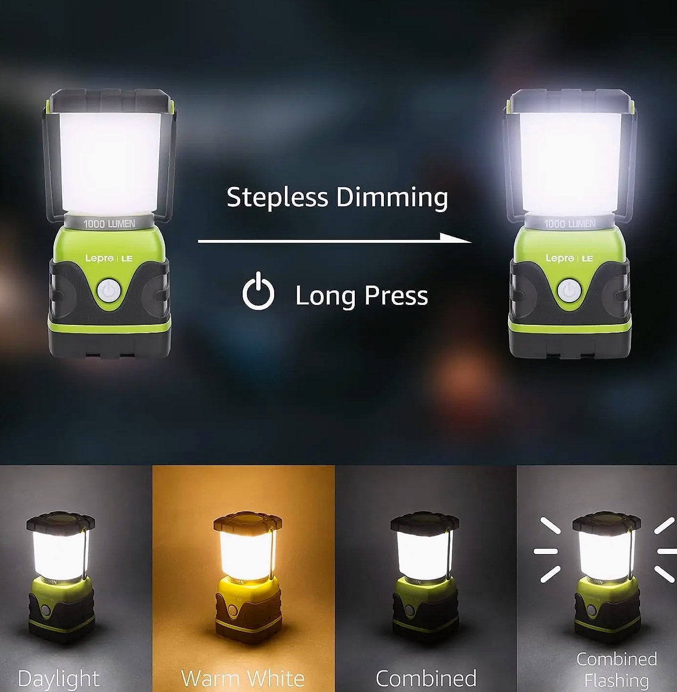 1000LM Waterproof Camping Lantern with 4 Light Modes — close-up details