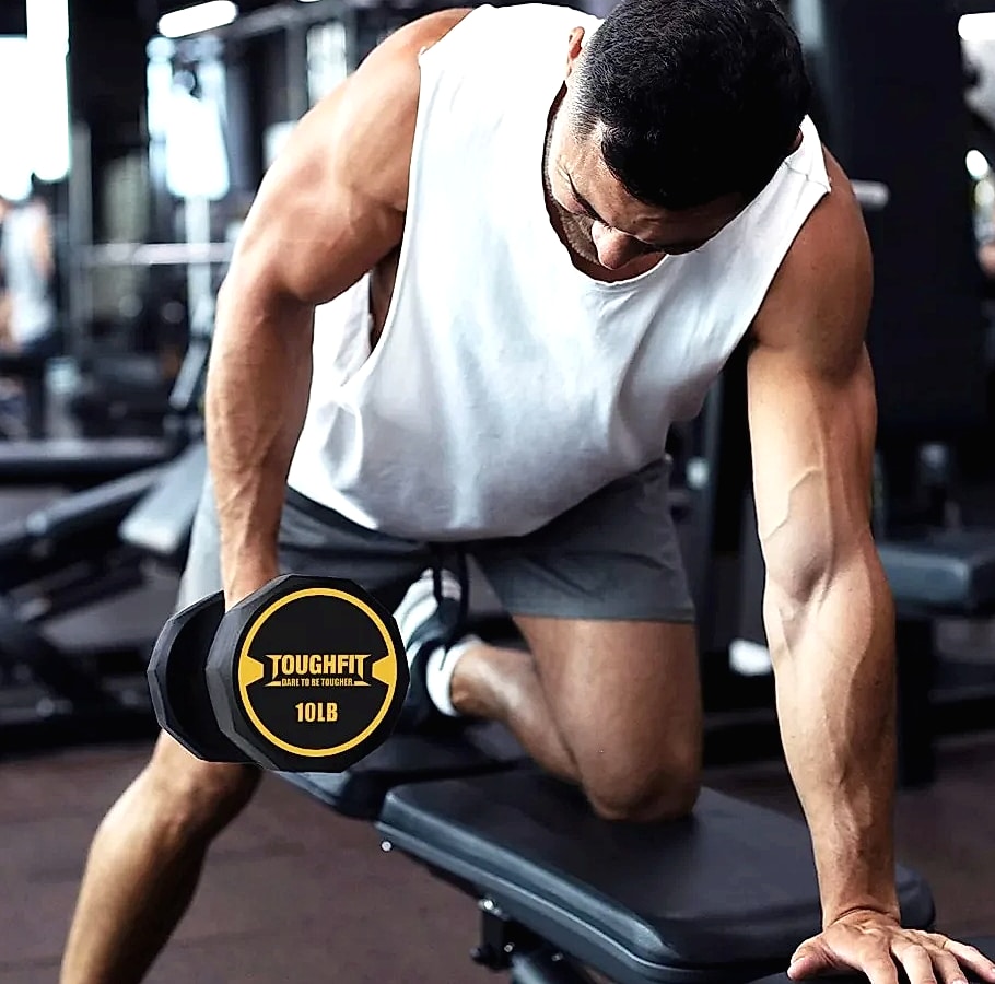 5-50 lb Dumbbell Set with Steel Cast Core, Non-slip Knurled — feature highlights