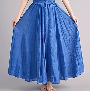 28-Color Mori Girl Cotton Linen A-line Long Skirt — size comparison