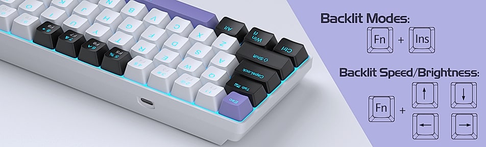 MageGee MK-Box 68-Key Mechanical Gaming Keyboard Compact — parts overview
