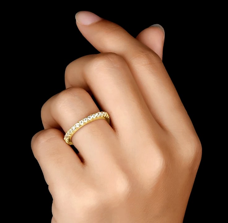 LESF 925 Sterling Silver Geometric Stackable Ring — size comparison