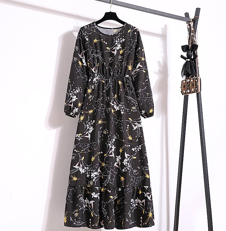 XIBUSANA Women's Floral Maxi Dress Full Sleeve Casual — side view