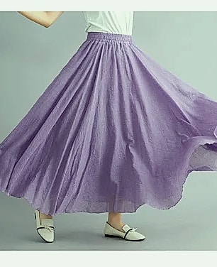 28-Color Mori Girl Cotton Linen A-line Long Skirt — scale reference