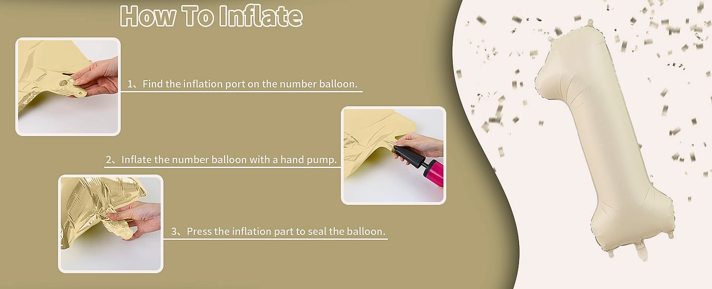 Lingqiang 40 Inch Number 1 Balloon Beige Foil Party — package contents
