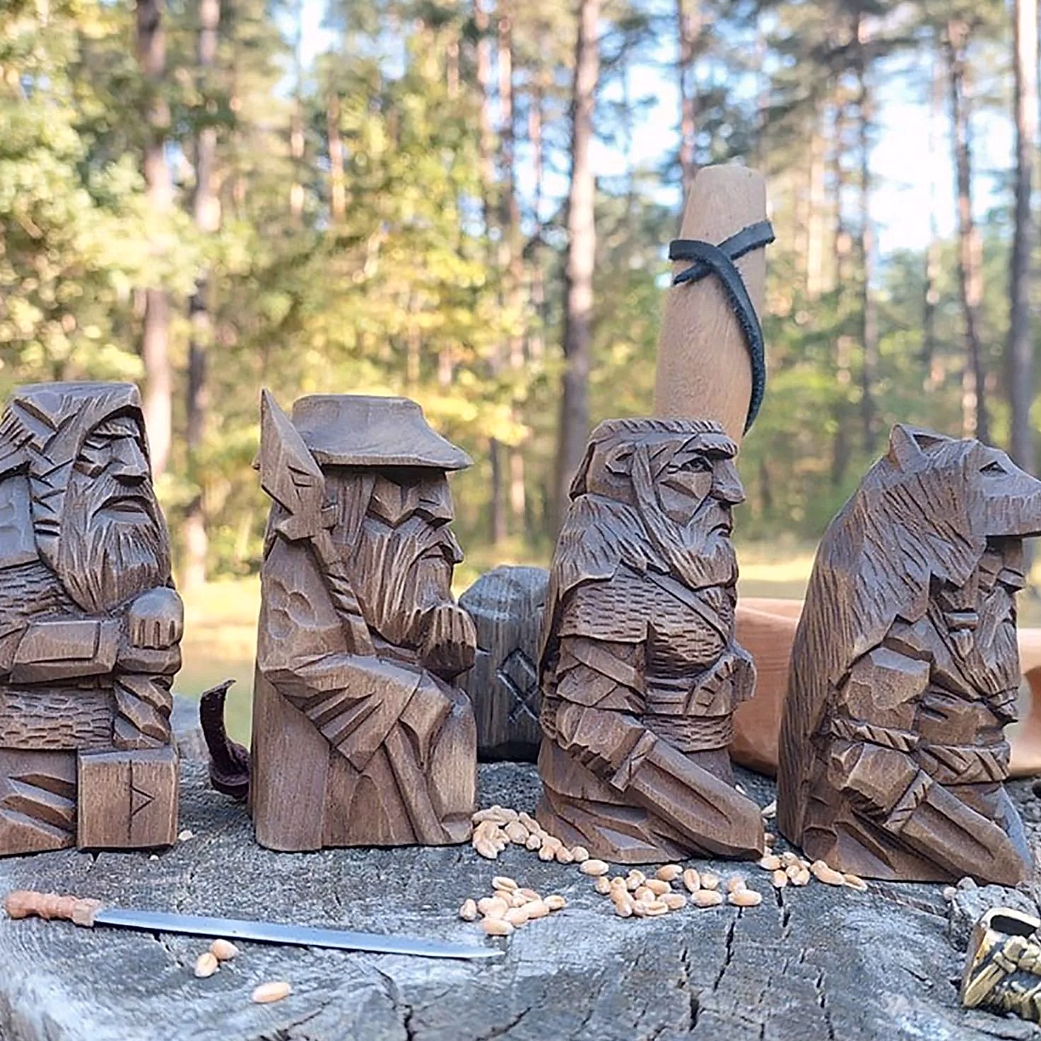 Norse Viking Warrior Resin Statue Garden Ornament — close-up details