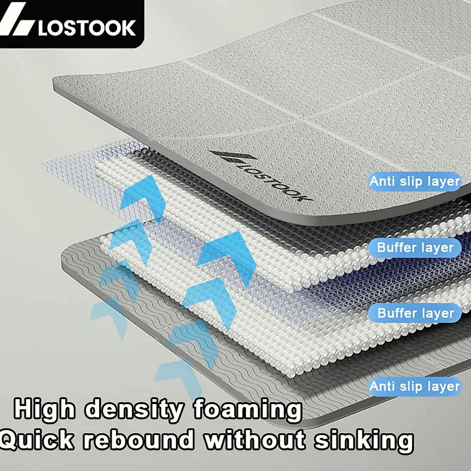 Lostook 4mm TPE Foldable Yoga Mat 183x61cm for Travel — assembled view