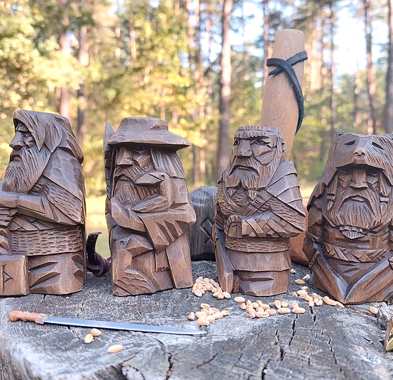 Norse Viking Warrior Resin Statue Garden Ornament — assembled view