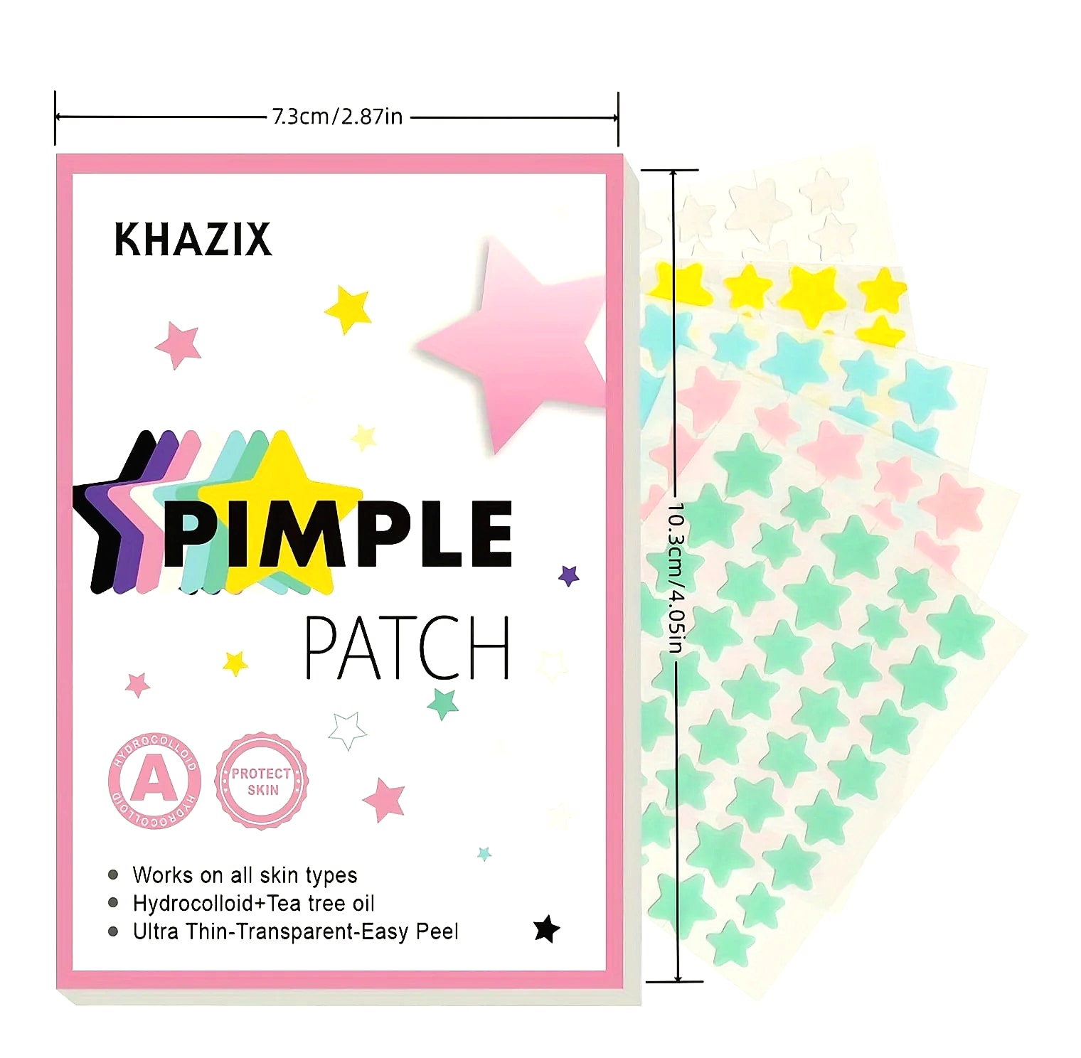 40-Piece Multi-Color Star Acne Patches, Ultra-Thin — close-up details