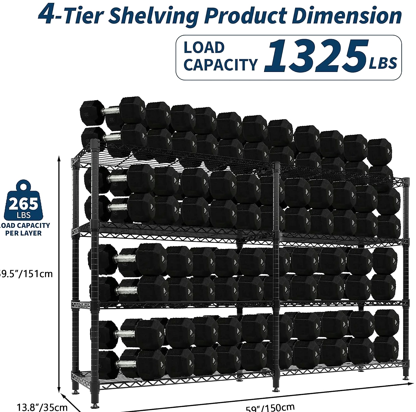 TWISTER.CK Heavy Duty Metal Shelving Unit 4/5 Tier — assembled view