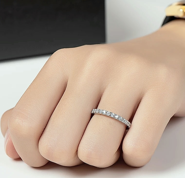 LESF 925 Sterling Silver Geometric Stackable Ring — interior detail