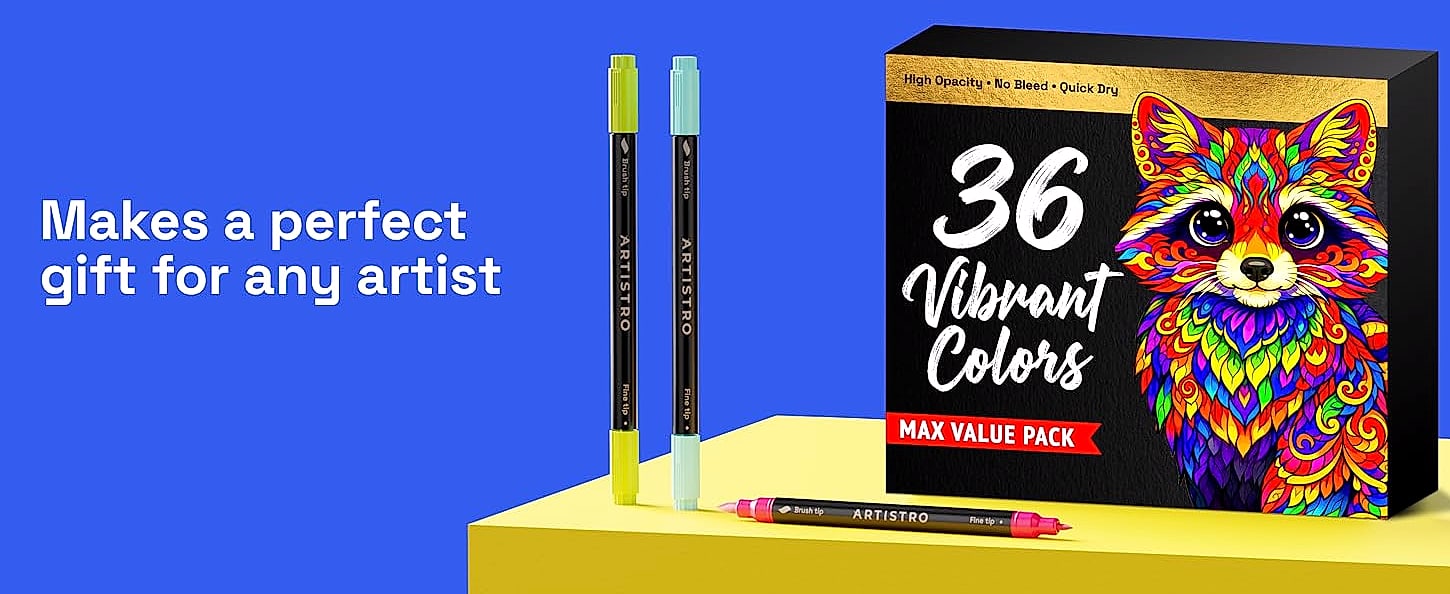 ARTISTRO 36 Acrylic Paint Markers with Dual Tips — side view