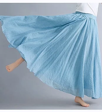 28-Color Mori Girl Cotton Linen A-line Long Skirt — interior detail