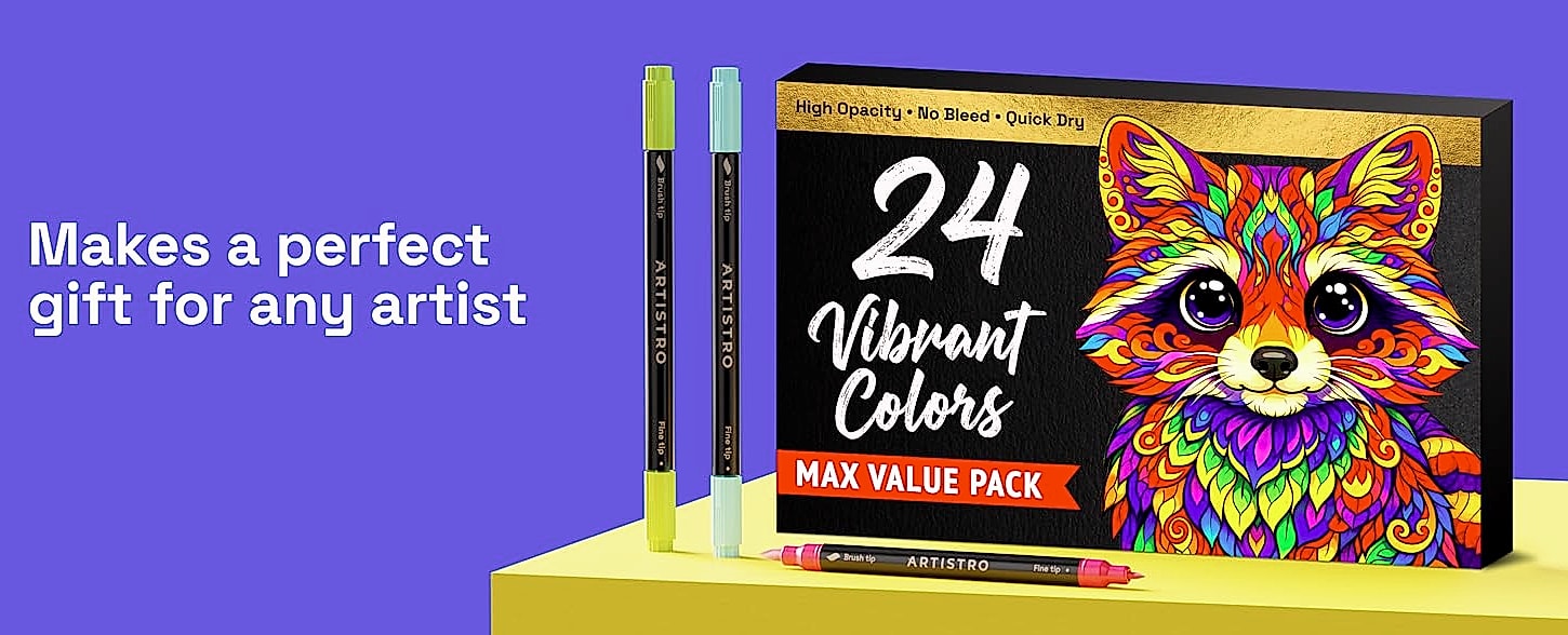 ARTISTRO 36 Acrylic Paint Markers with Dual Tips — size comparison