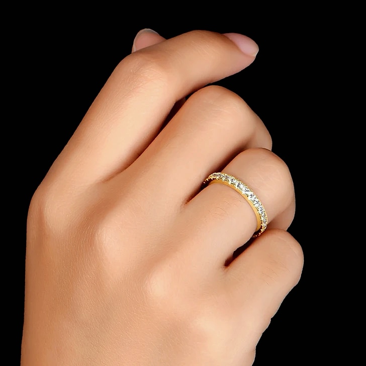 LESF 925 Sterling Silver Geometric Stackable Ring — close-up details