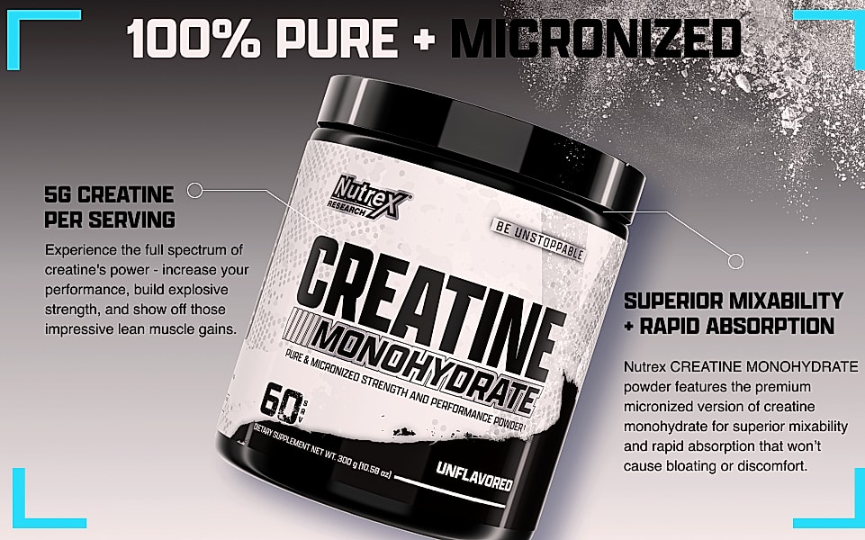 Nutrex Research Micronized Creatine Monohydrate 1kg Powder — assembled view