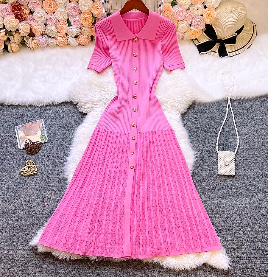 YUOOMUOO Patchwork Knit Long Dress Women Spring Summer — package contents