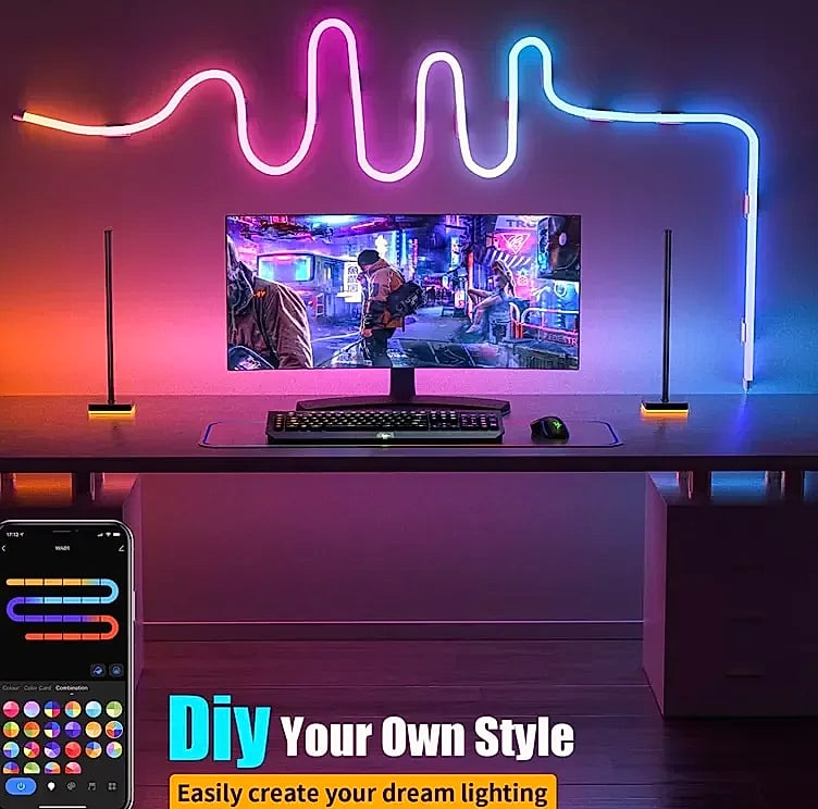 Adiodo RGB Neon LED Strip IP65 Waterproof USB Remote Control — assembled view